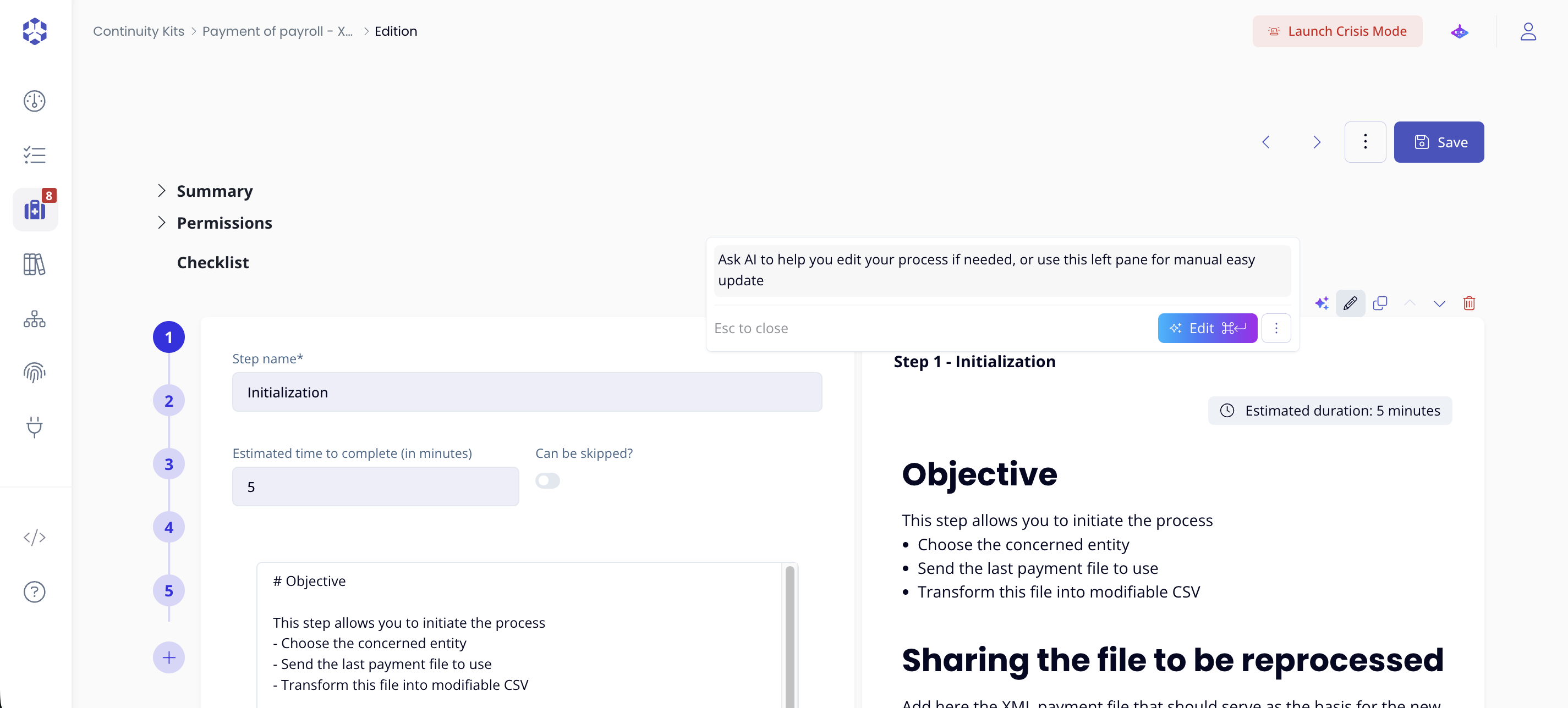 Design your Processes interface